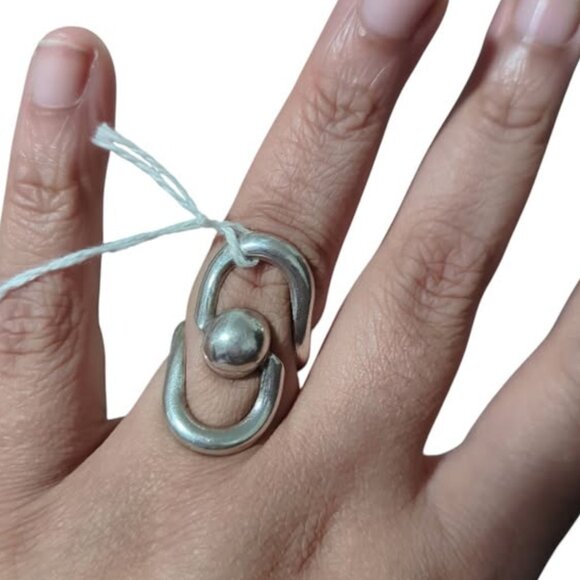 925 Sterling Silver Jewelry - Vintage Sterling Silver 925 Sculptural Modernist Ring